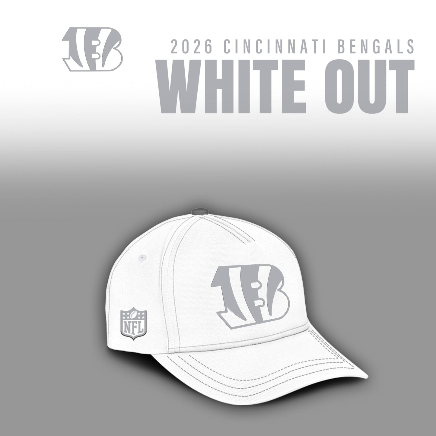 Cincinnati Bengals 2025 Winter White Out Combo TShirt