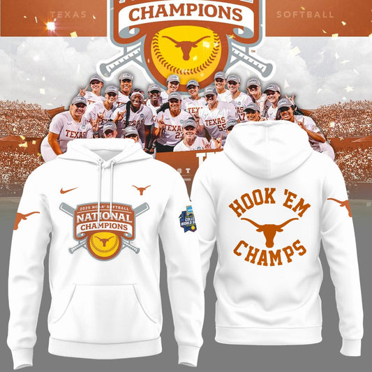 Texas Longhorns 2025 Women's Softball National Champions Hook 'Em Hoodie