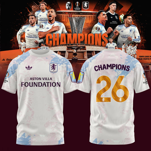 Aston Villa FC 26 UEL Winners 3D Apparel T-Shirt