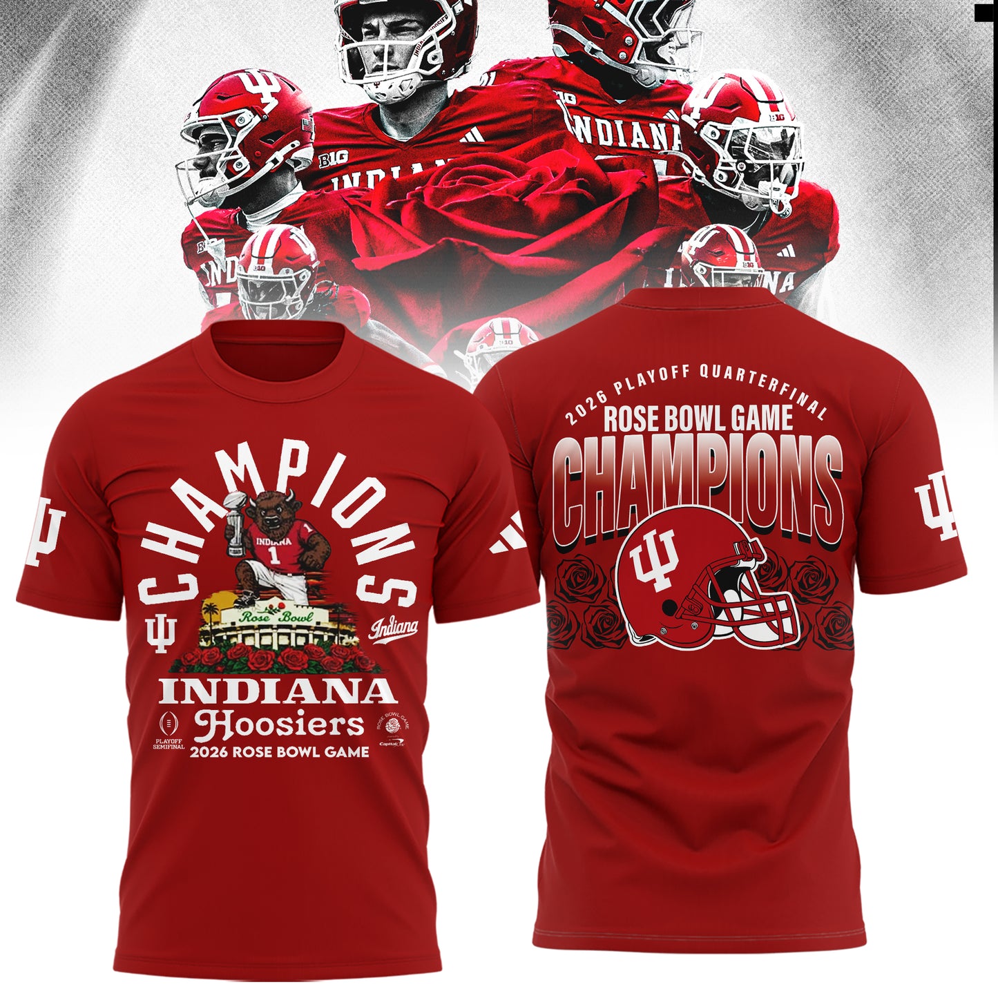 Indiana Hoosiers 2026 Rose Bowl Champions Limited Combo TShirt
