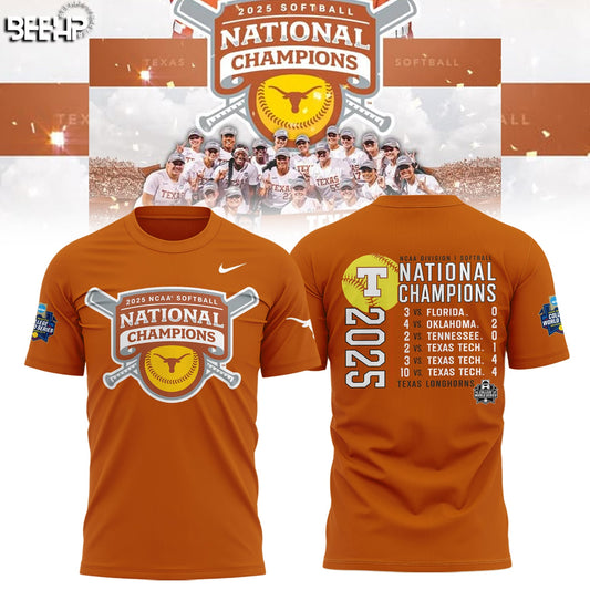 Texas Longhorns 2025 Women's Softball National Champions Hook 'Em T-Shirt