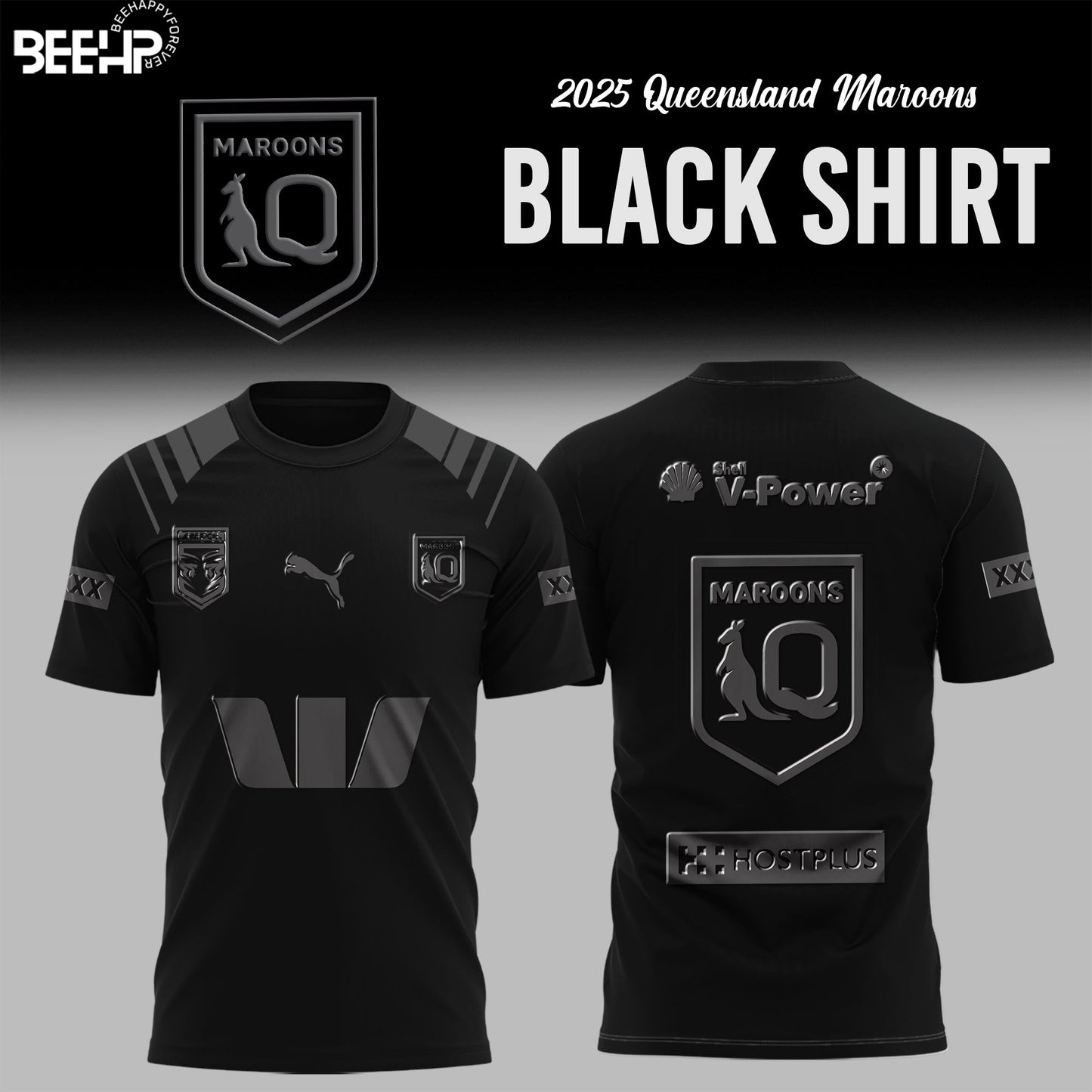 Queensland Maroons Back In Black Uniform 2025 Shirt
