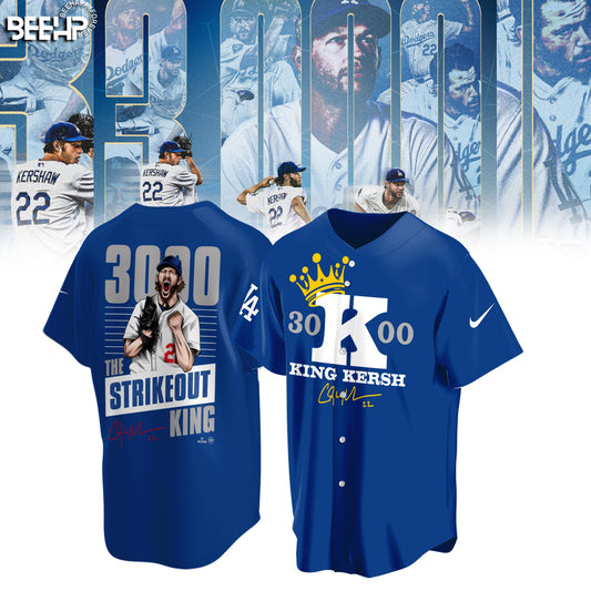 CLAYTON KERSHAW MAKES HISTORY AND JOINS THE 3,000 STRIKEOUT CLUB Jersey