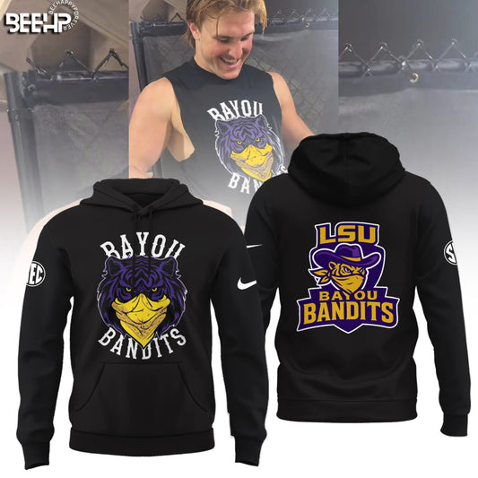 LSU Tigers Football Bayou Bandits Logo Black Limited Edition Hoodie