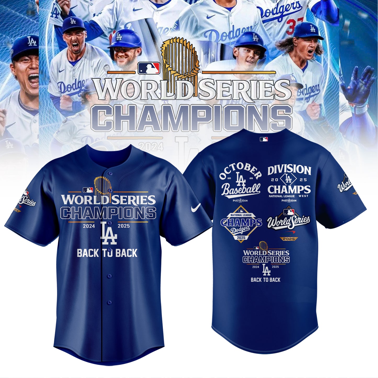 LA Dodgers 2025 World Series Champions Limited Edition Combo Jersey