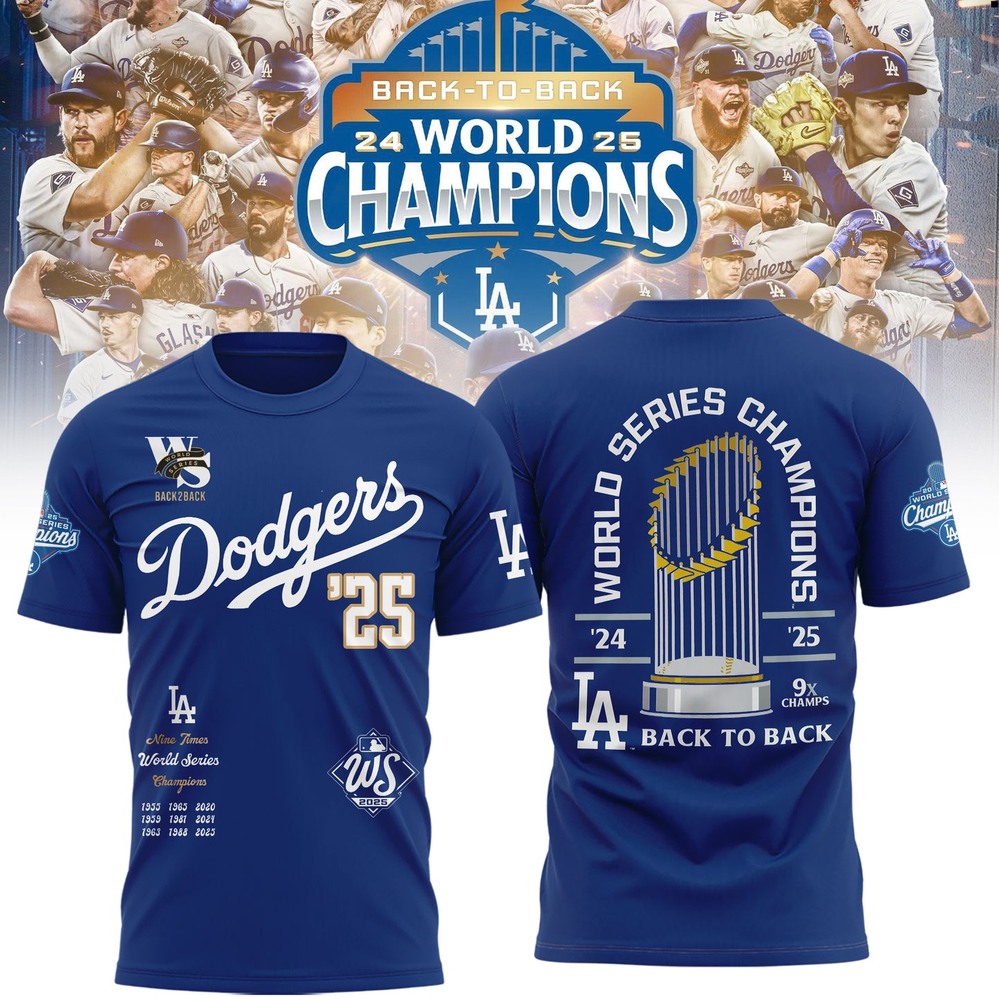 LA Dodgers – 2025 World Series Champions Limited Edition Combo T-Shirt