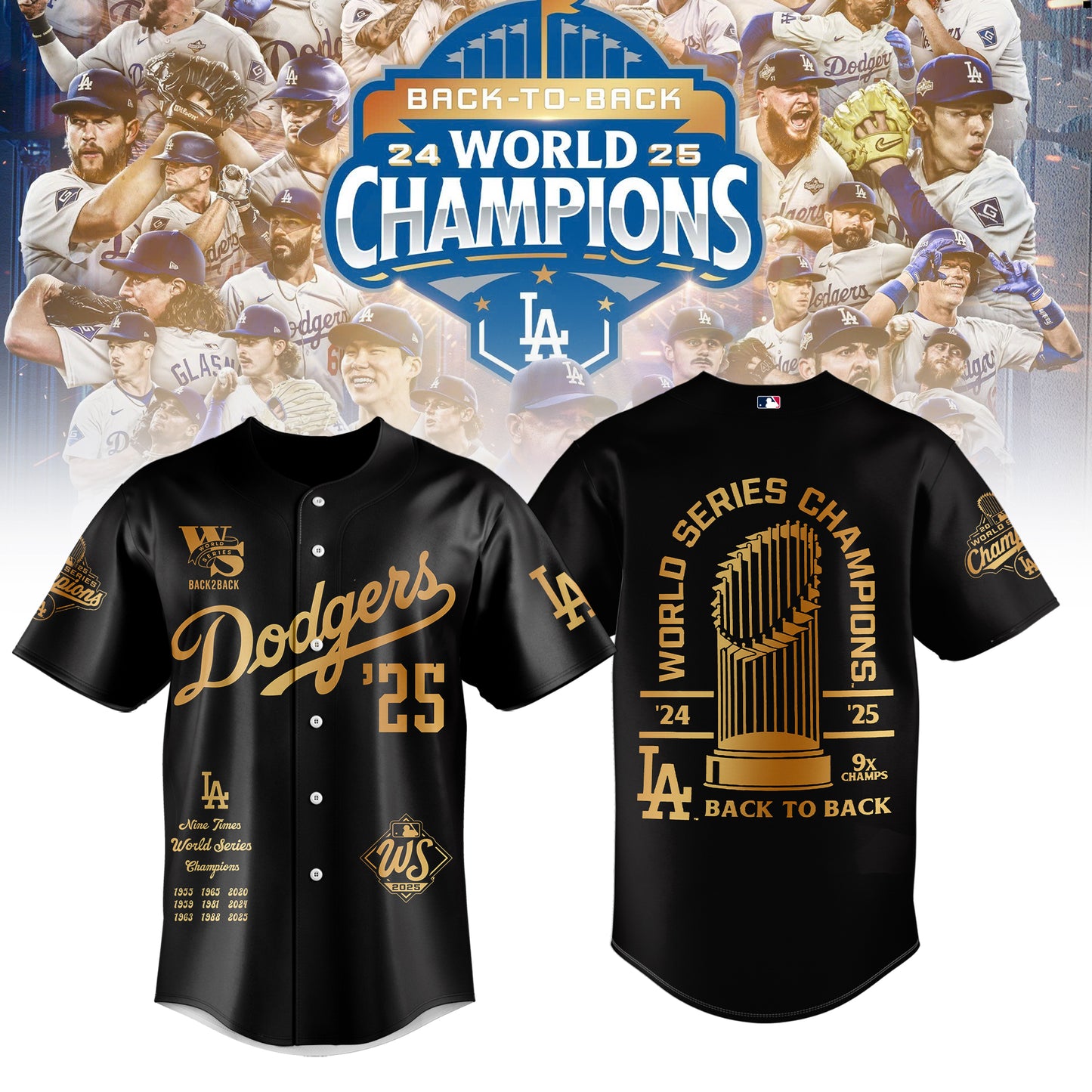 LA Dodgers 2025 World Series Champions Limited Edition Combo Jersey