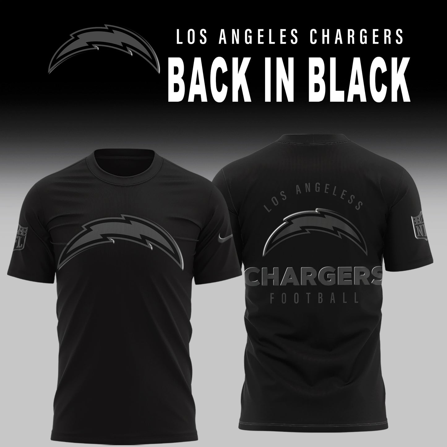 Los Angeles Chargers BACK IN BLACK Combo T-Shirt