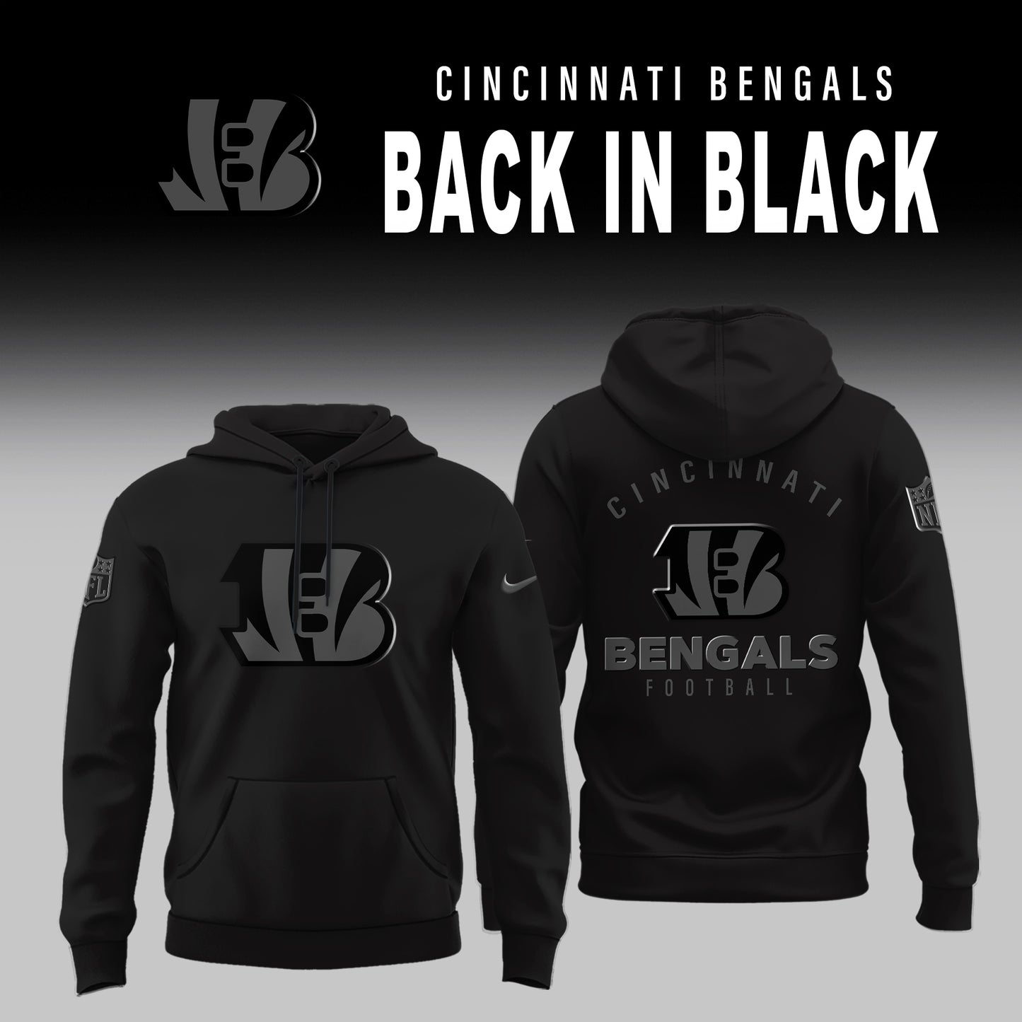 Cincinnati Bengals BACK IN BLACK 2025 Combo Hoodie