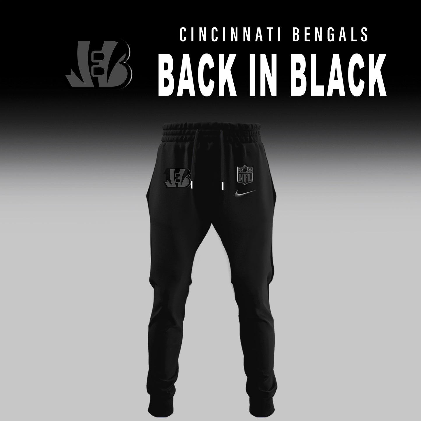 Cincinnati Bengals Back In Black Half Zip Hoodie