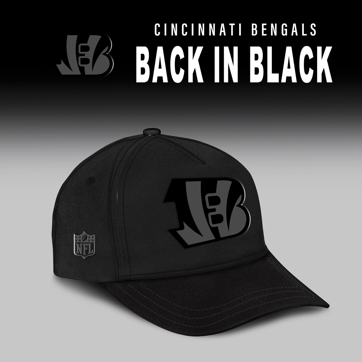 Cincinnati Bengals Back In Black Half Zip Hoodie