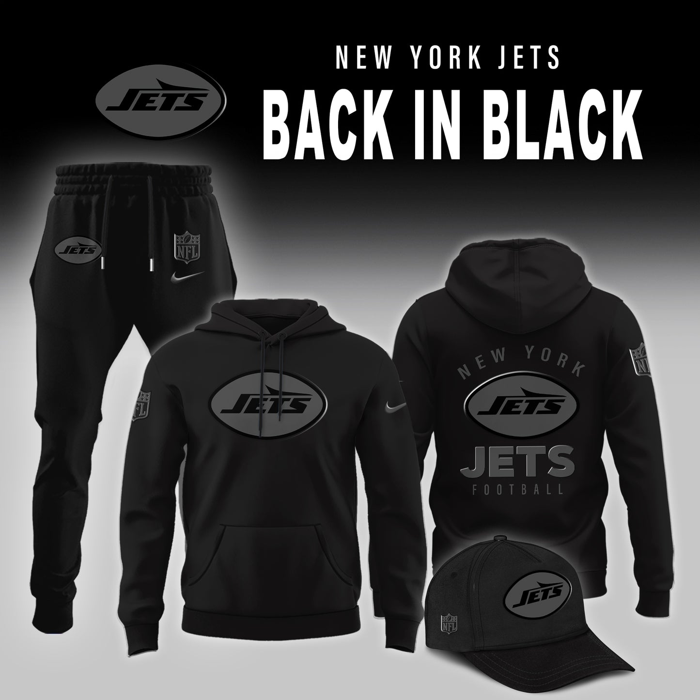 New York Jets 2025 BACK IN BLACK Combo Hoodie