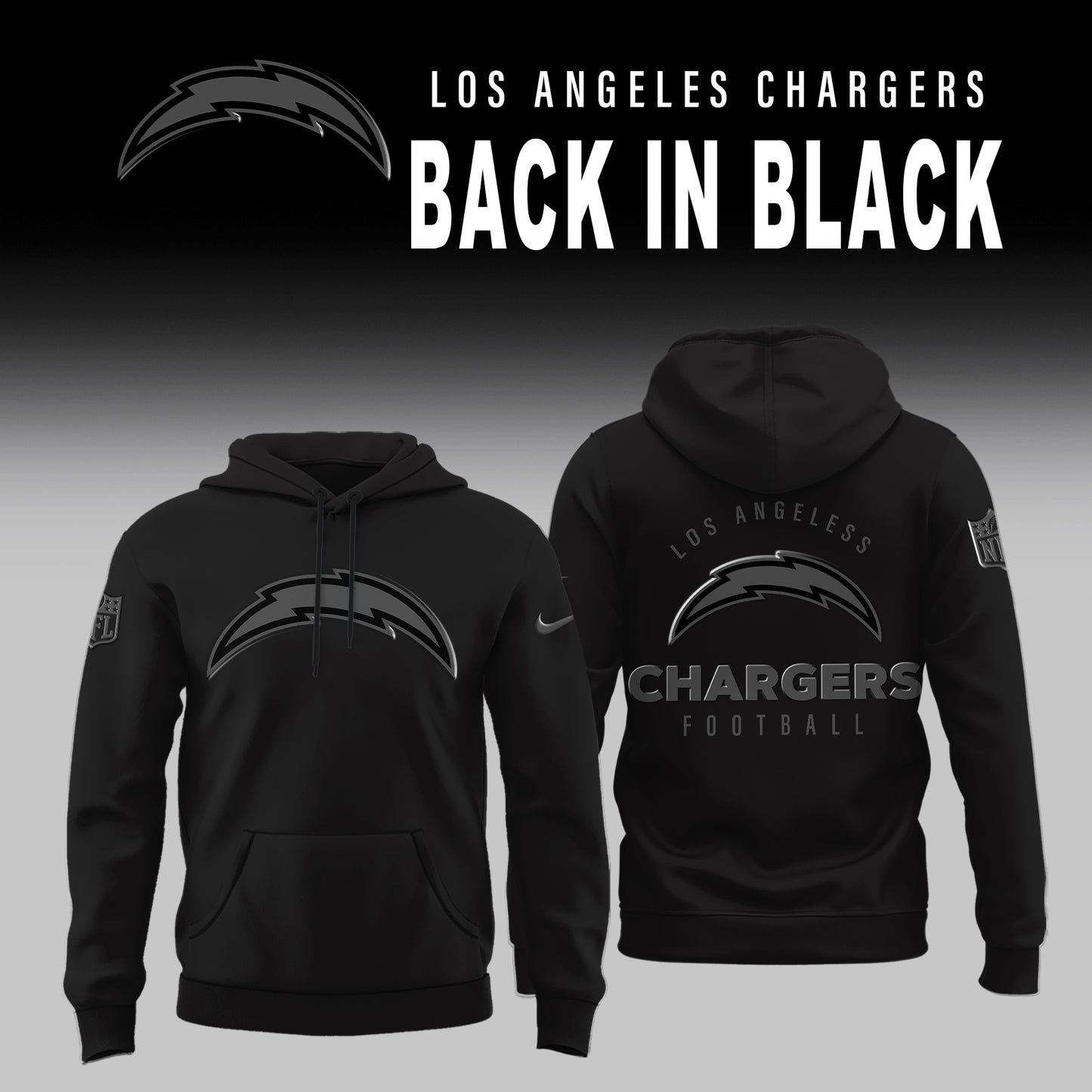 Los Angeles Chargers BACK IN BLACK Combo Hoodie