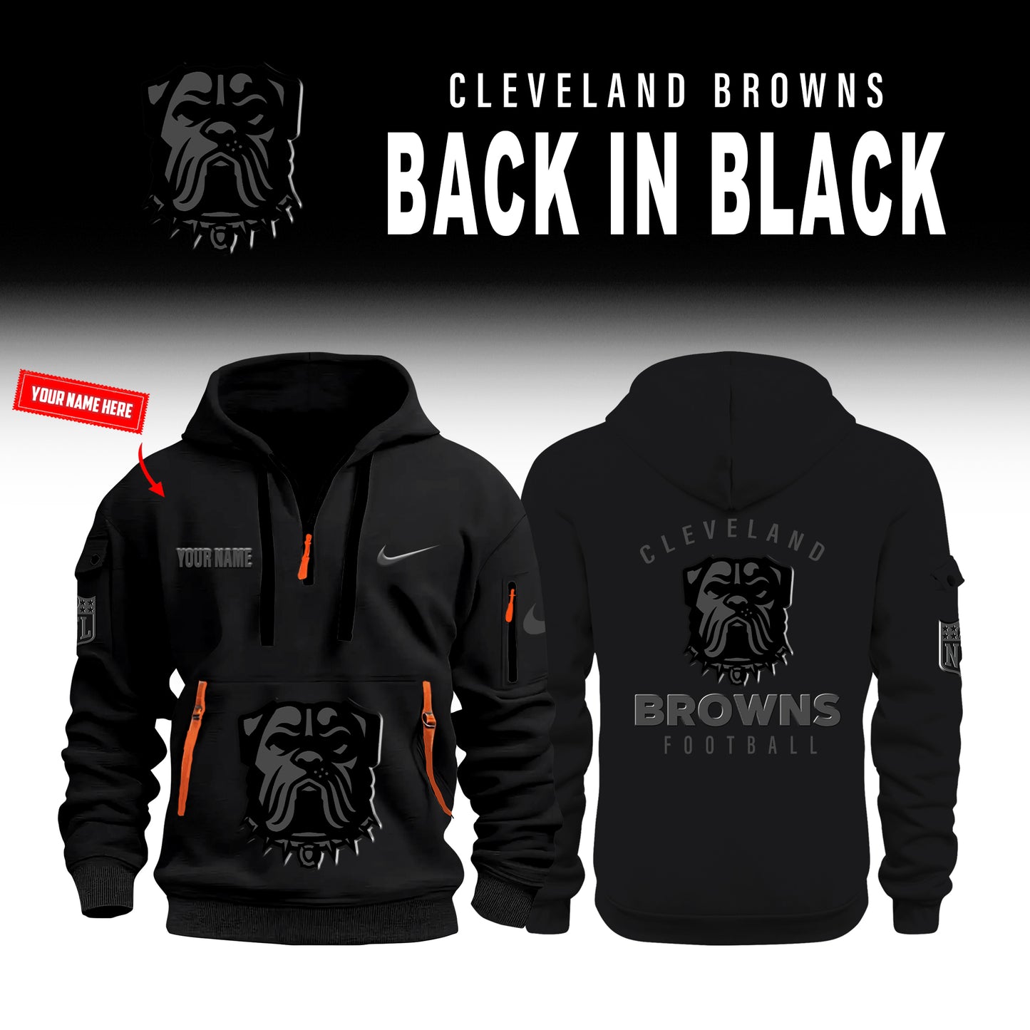 Cleveland Browns Back In Black Half Zip Hoodie
