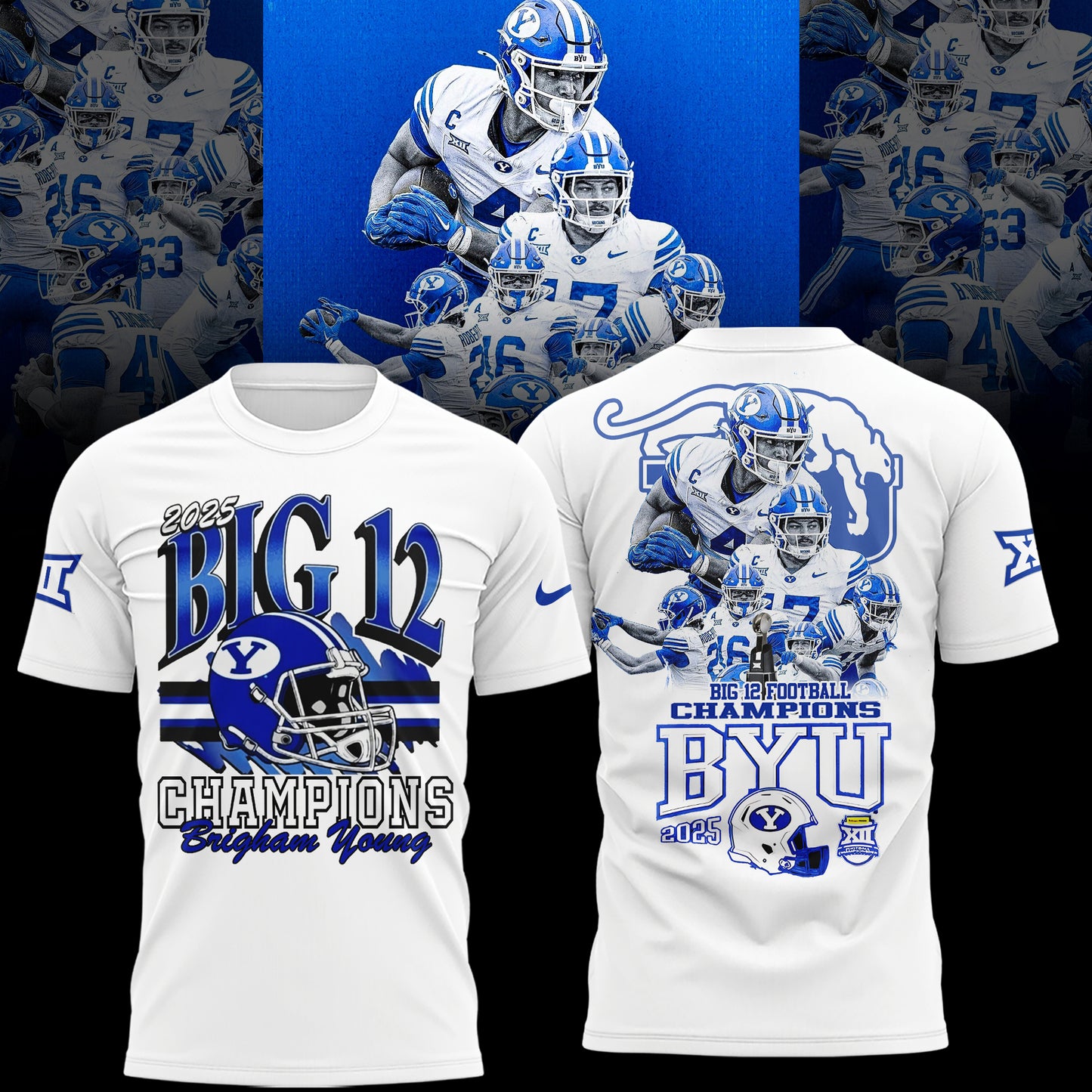BYU Cougars Football 2025 Big 12 Conference Champs Combo Tshirt