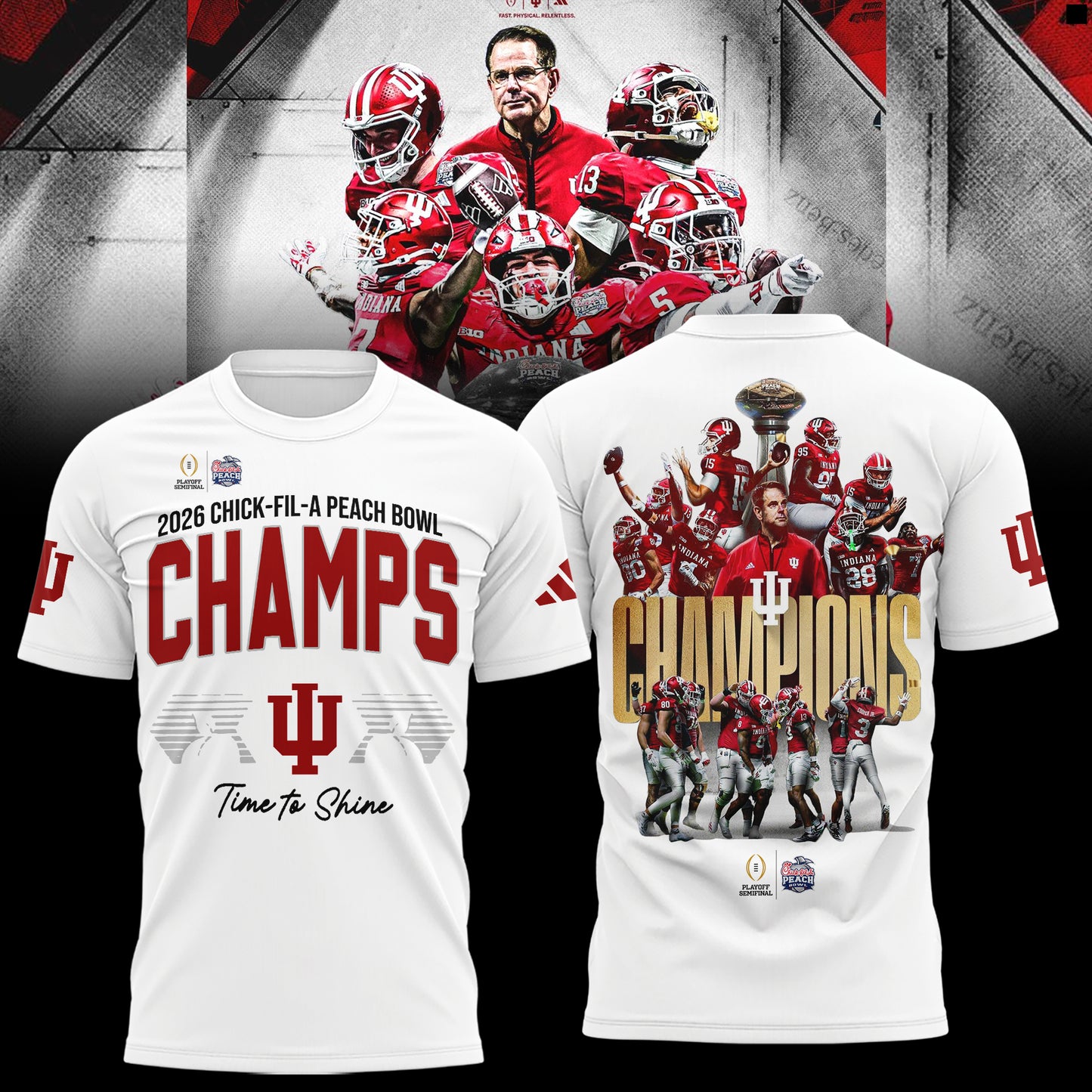 Indiana Hoosiers Football Champions Peach Bowl 2025/26 T-Shirt