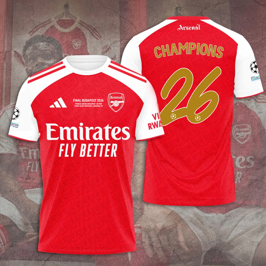 Arsenal F.C UEFA Champions of Europe 2026 Limited Edition T-Shirt