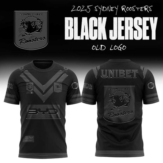 Limited Edition Sydney Roosters Back In Black Old Logo T-Shirt