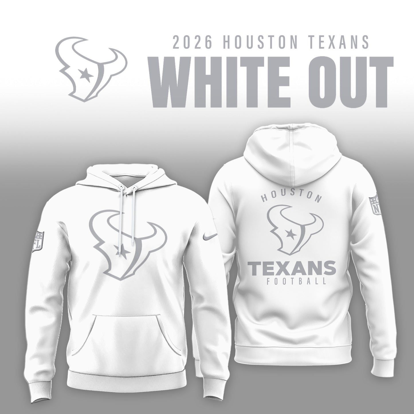 Houston Texans 2025 Winter White Out Combo Hoodie