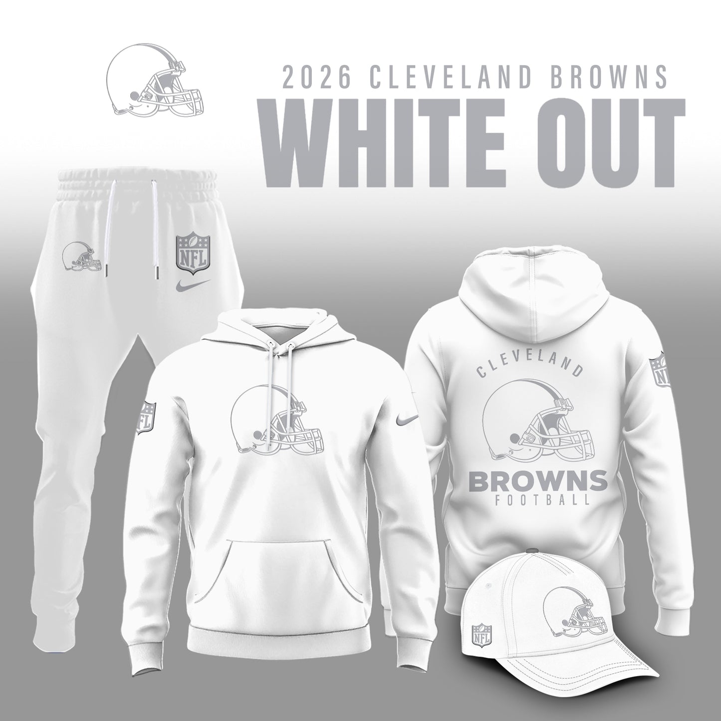Cleveland Browns Winter White Out Combo Hoodie