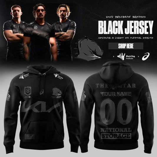 Limited Brisbane Broncos Our 2025 Black Uniform Hoodie Custom Name, Number For Fans