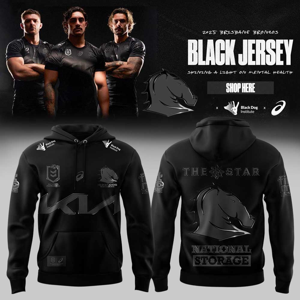 Limited Brisbane Broncos Our 2025 Black Uniform Hoodie