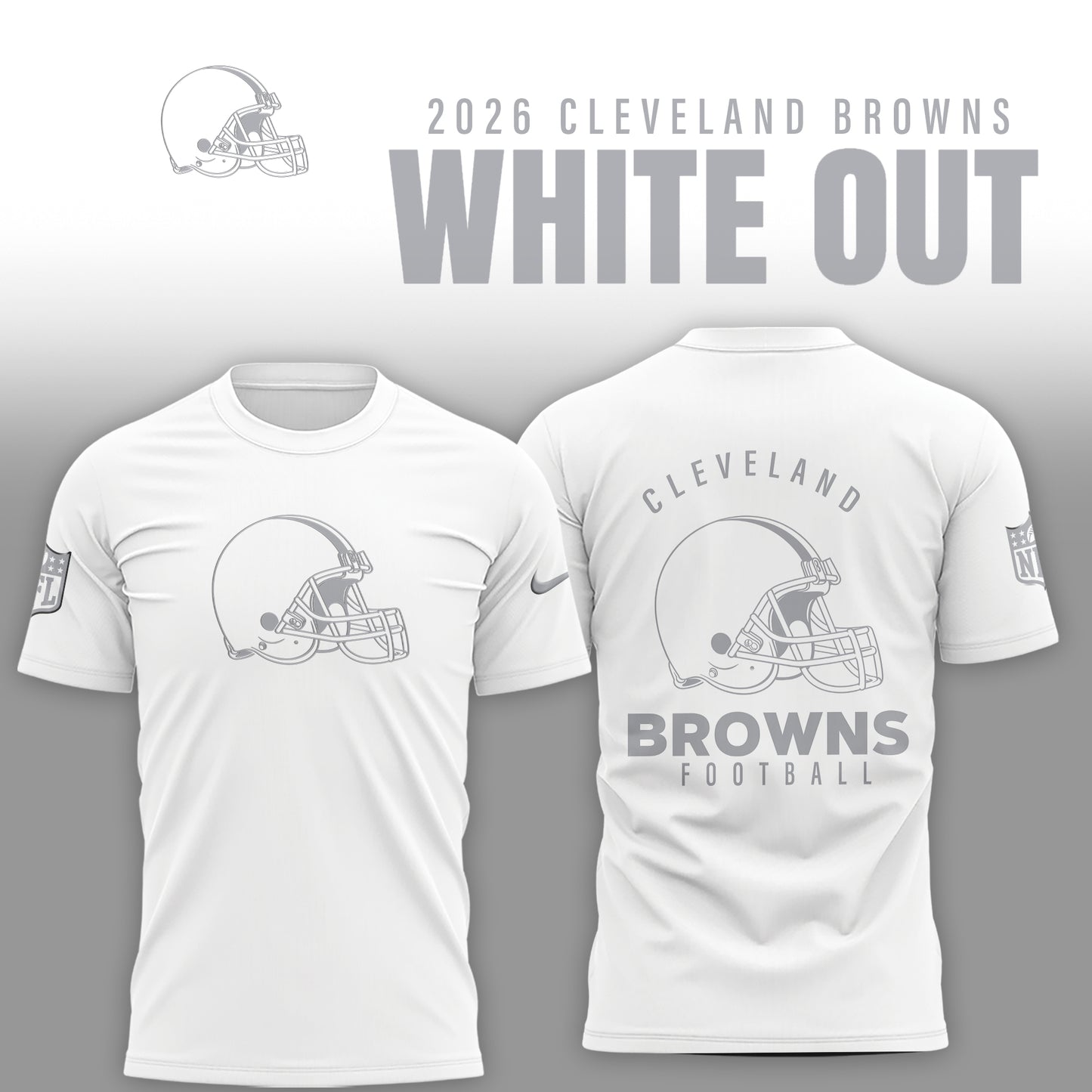 Cleveland Browns 2025 Winter White Out Combo TShirt