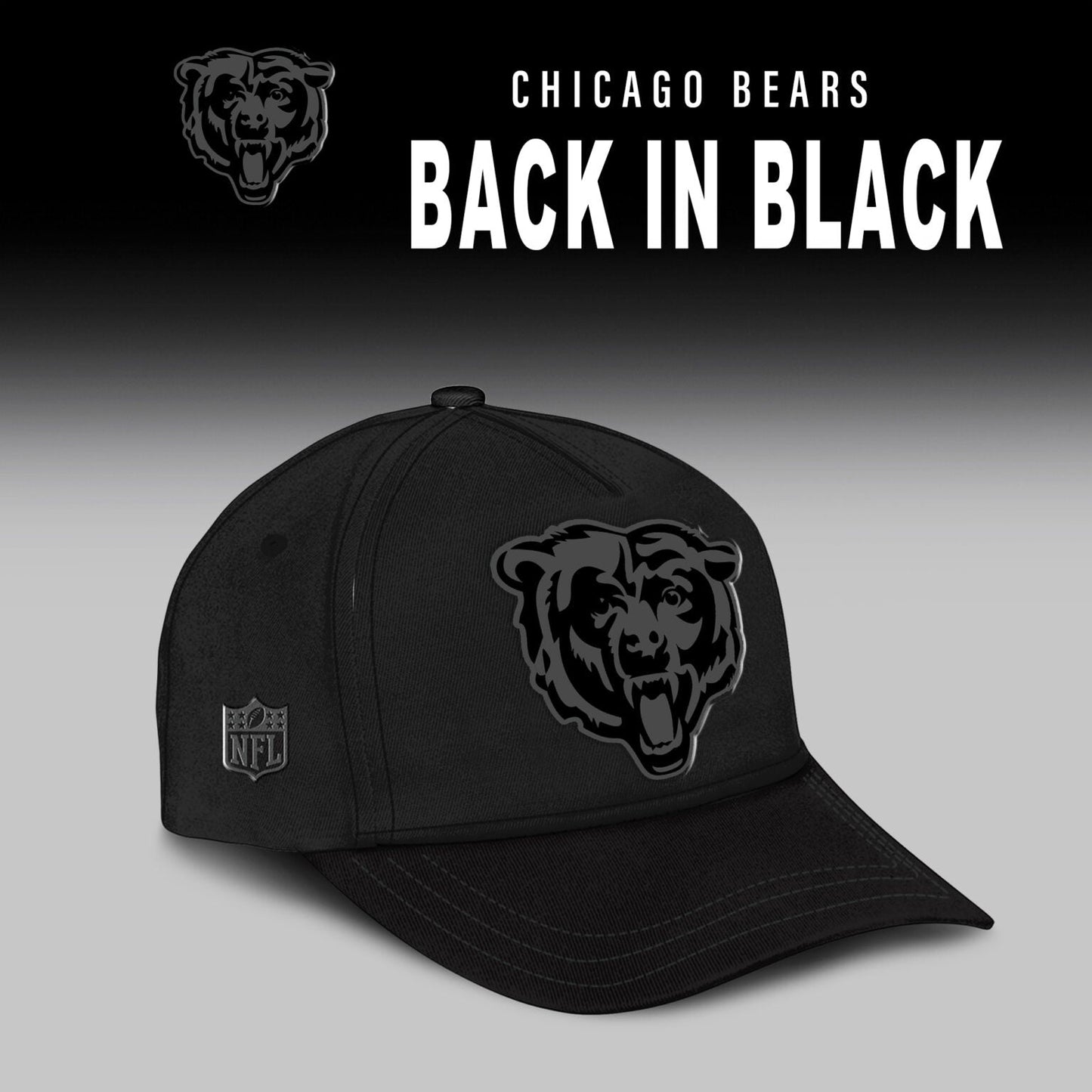 Chicago Bears Back In Black Half Zip Hoodie