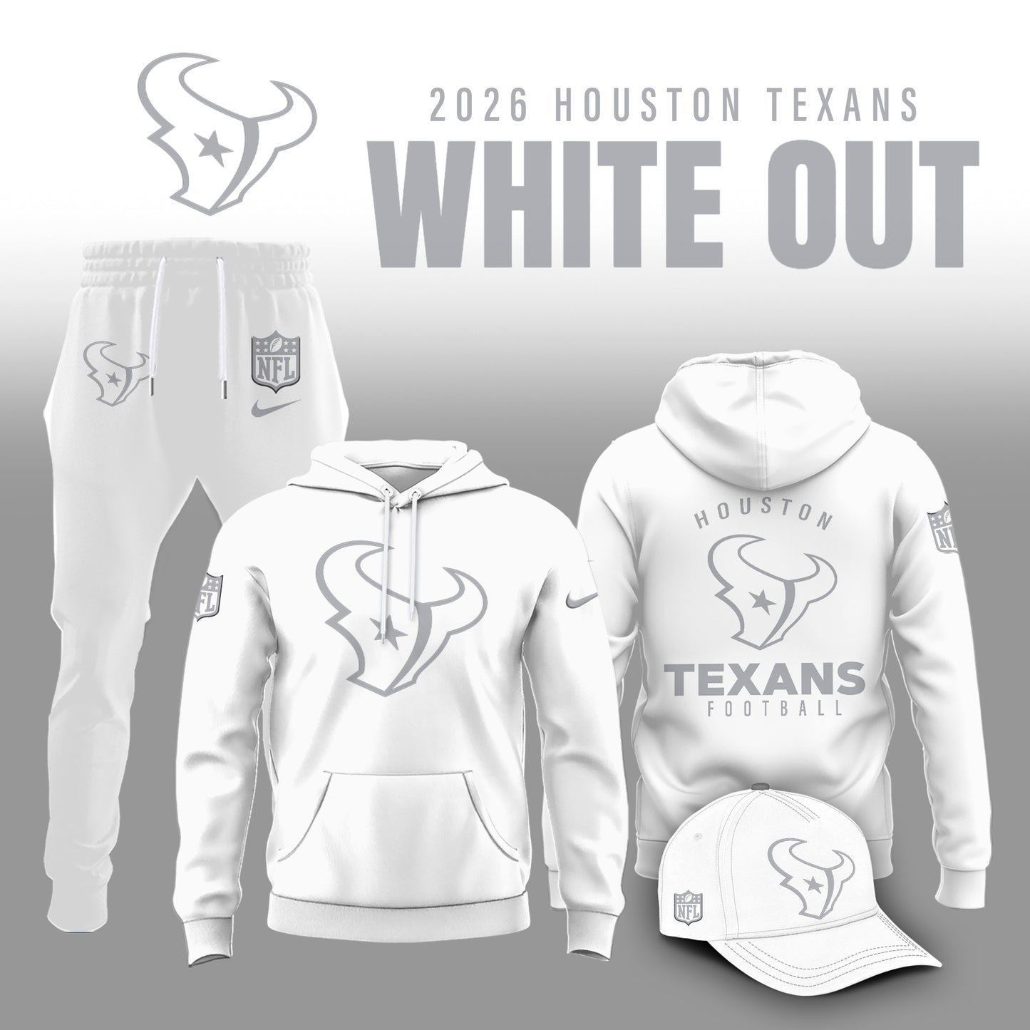 Houston Texans 2025 Winter White Out Combo Hoodie
