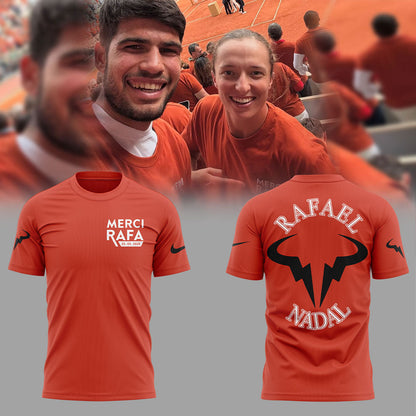 Merci Rafaâ€™ shirts at Rafael Nadal Roland Garros Tribute Black T-shirt