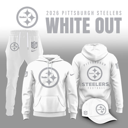 Pittsburgh Steelers 2025 Winter White Out Combo Hoodie