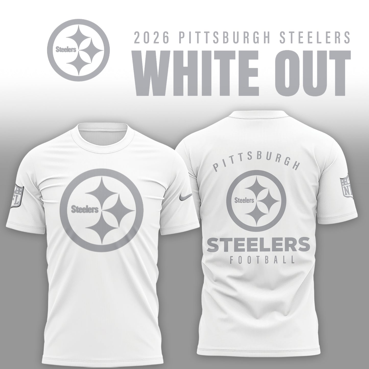 Pittsburgh Steelers 2025 Winter White Out Combo TShirt
