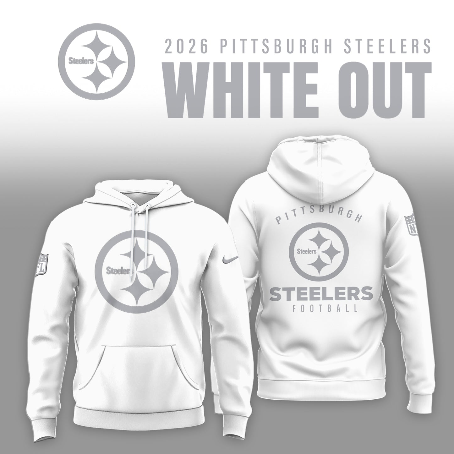 Pittsburgh Steelers 2025 Winter White Out Combo Hoodie
