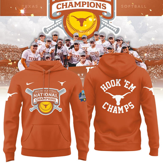 Texas Longhorns 2025 Women's Softball National Champions Hook 'Em Hoodie