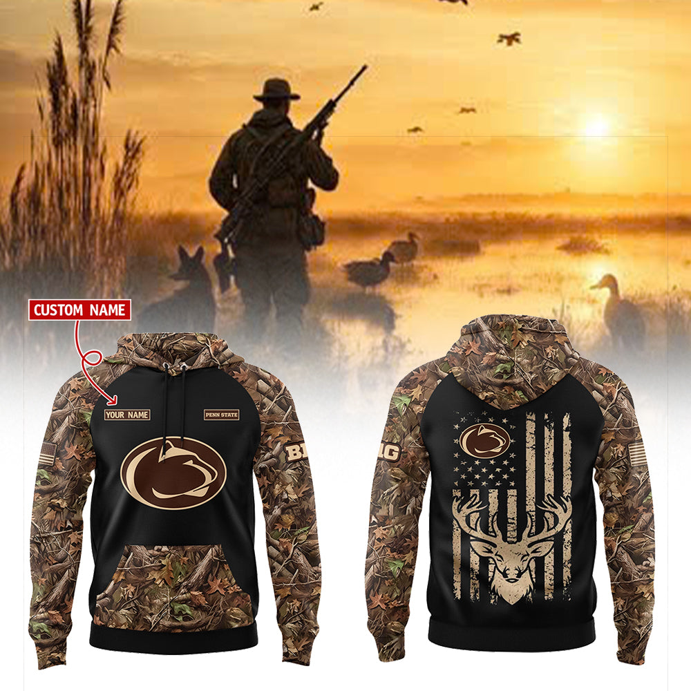 Limited Edition Penn State Football Camo Hunting Hoodie Custom Name 2024