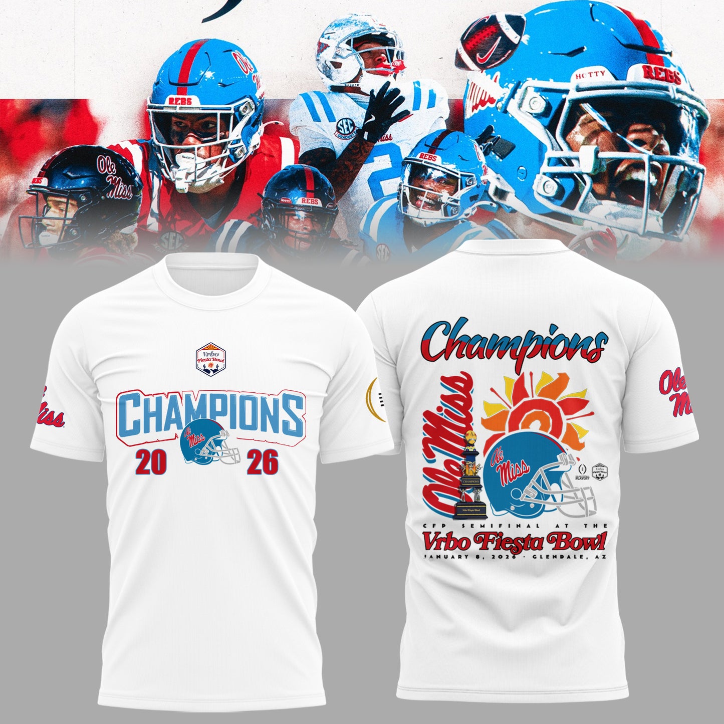 Ole Miss Rebels Special Fiesta Bowl Champions Limited Edition Combo T.shirt