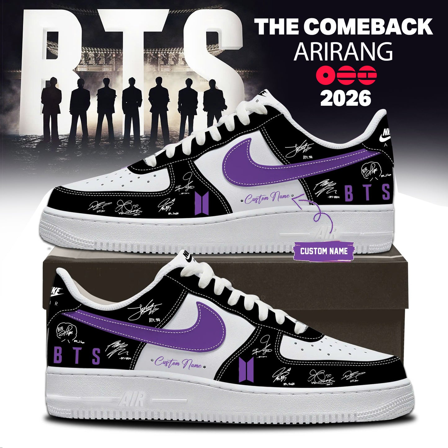 BTS World Tour 2026 AF1 Sneakers