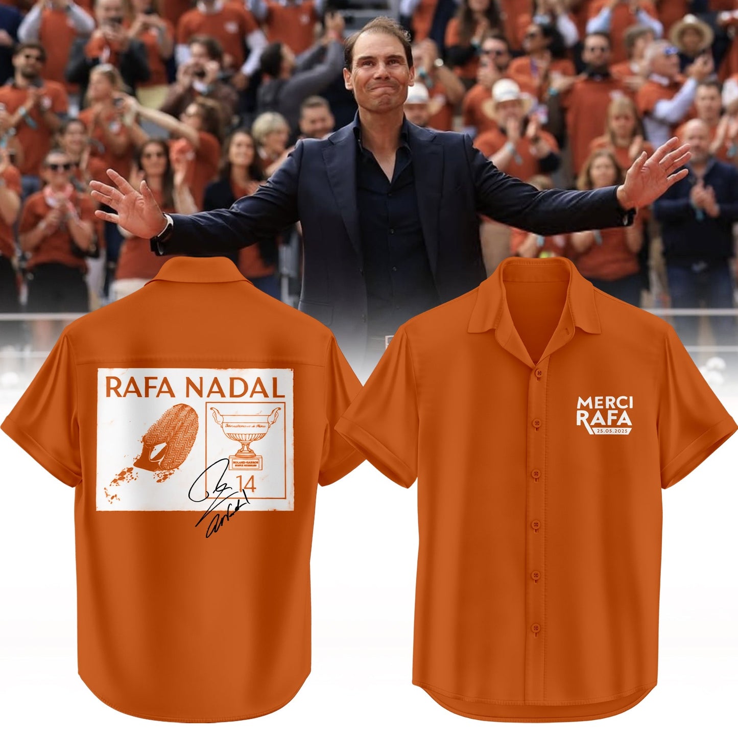 Limited Edition `Merci Rafaâ€™ at Rafael Nadal Roland Garros Tribute Hawaiian
