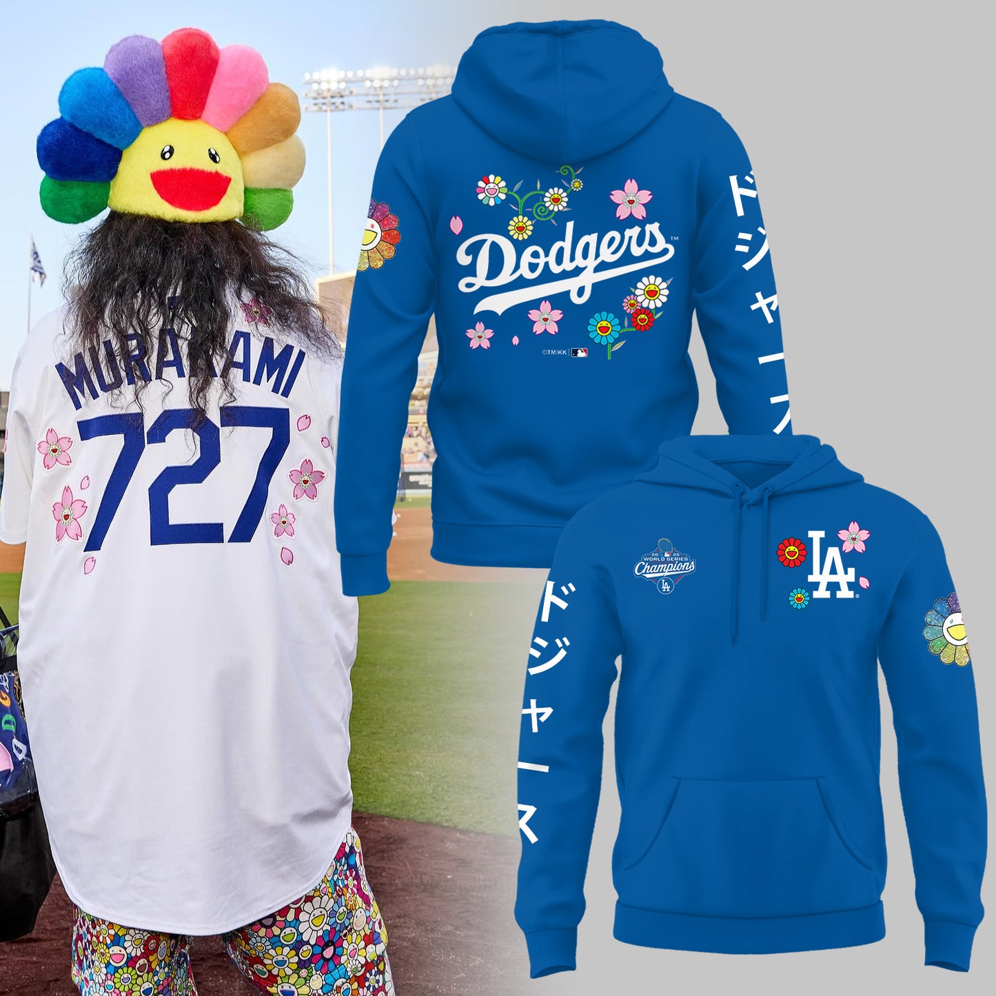 Los Angeles Dodgers 2025 WS Champions x Takashi Murakami Limited Edition Hoodie
