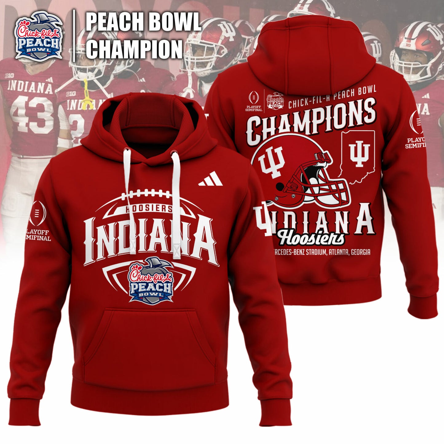 Indiana Hoosiers Football Champions Peach Bowl 2025/26 Hoodie