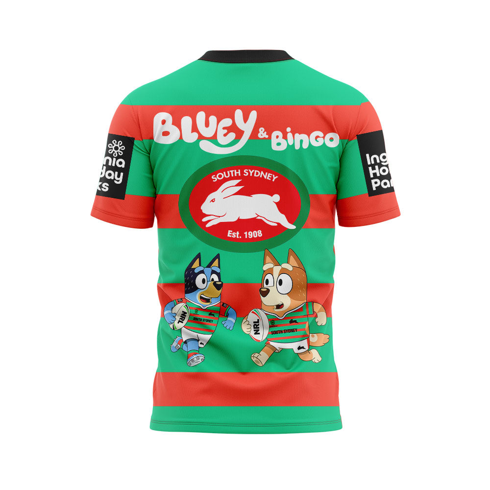 Limited Edition South Sydney Rabbitohs Bluey and Bingo T-Shirt