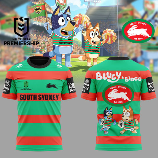 Limited Edition South Sydney Rabbitohs Bluey and Bingo T-Shirt