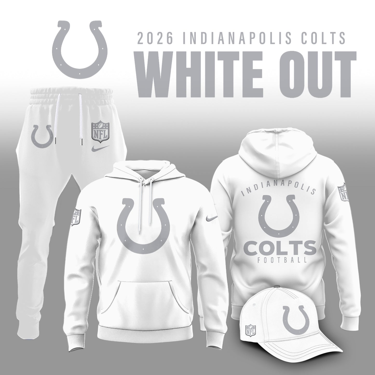 Indianapolis Colts Winter White Out Combo Hoodie