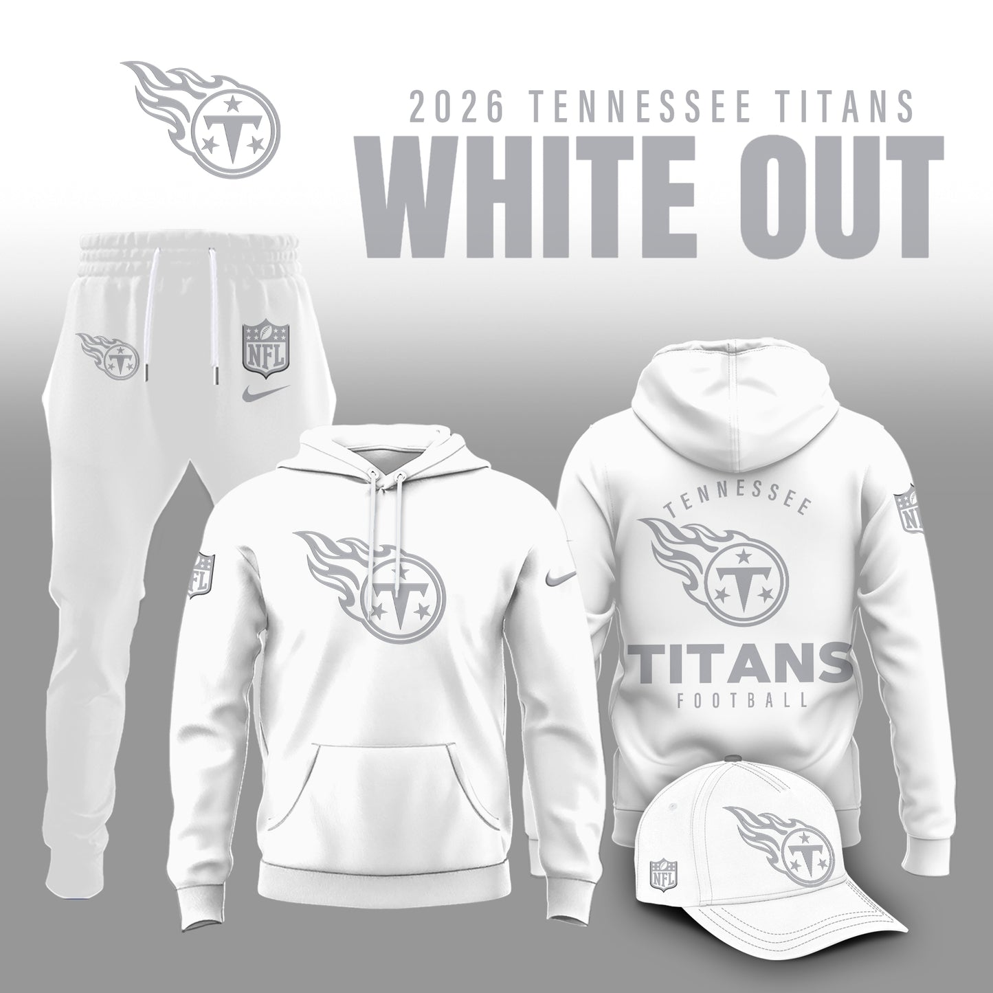 Tennessee Titans 2025 Winter White Out Combo Hoodie