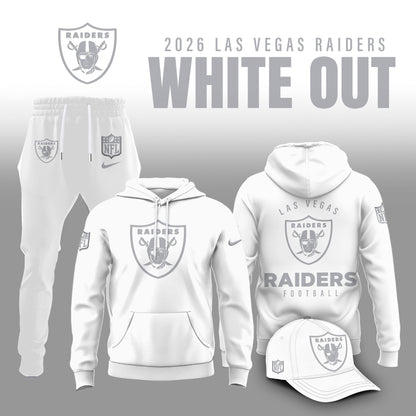 Las Vegas Raiders 2025 Winter White Out Combo Hoodie