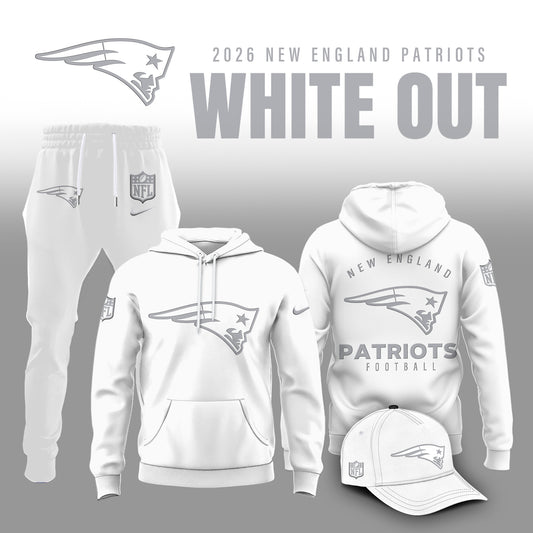 New England Patriots 2025 Winter White Out Combo Hoodie