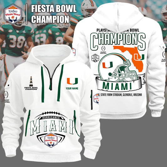 Miami Hurricanes College Football Playoff 2025 Fiesta Bowl Champions Combo Half Zip Hoodie