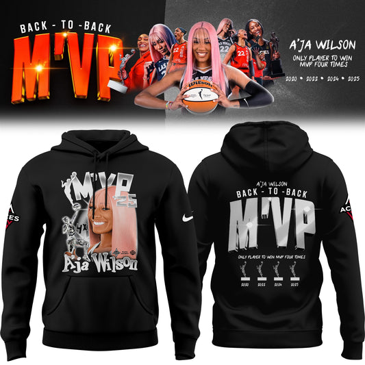 Unisex Las Vegas Aces A’ja Wilson Playa Society Black 2025 WNBA MVP Hoodie
