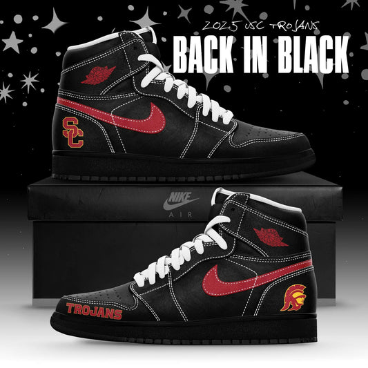 USC Trojans Back In Black 2025 AJ1 Sneakers