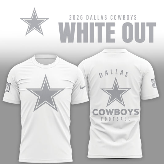 Dallas Cowboys 2025 Winter White Out Combo TShirt